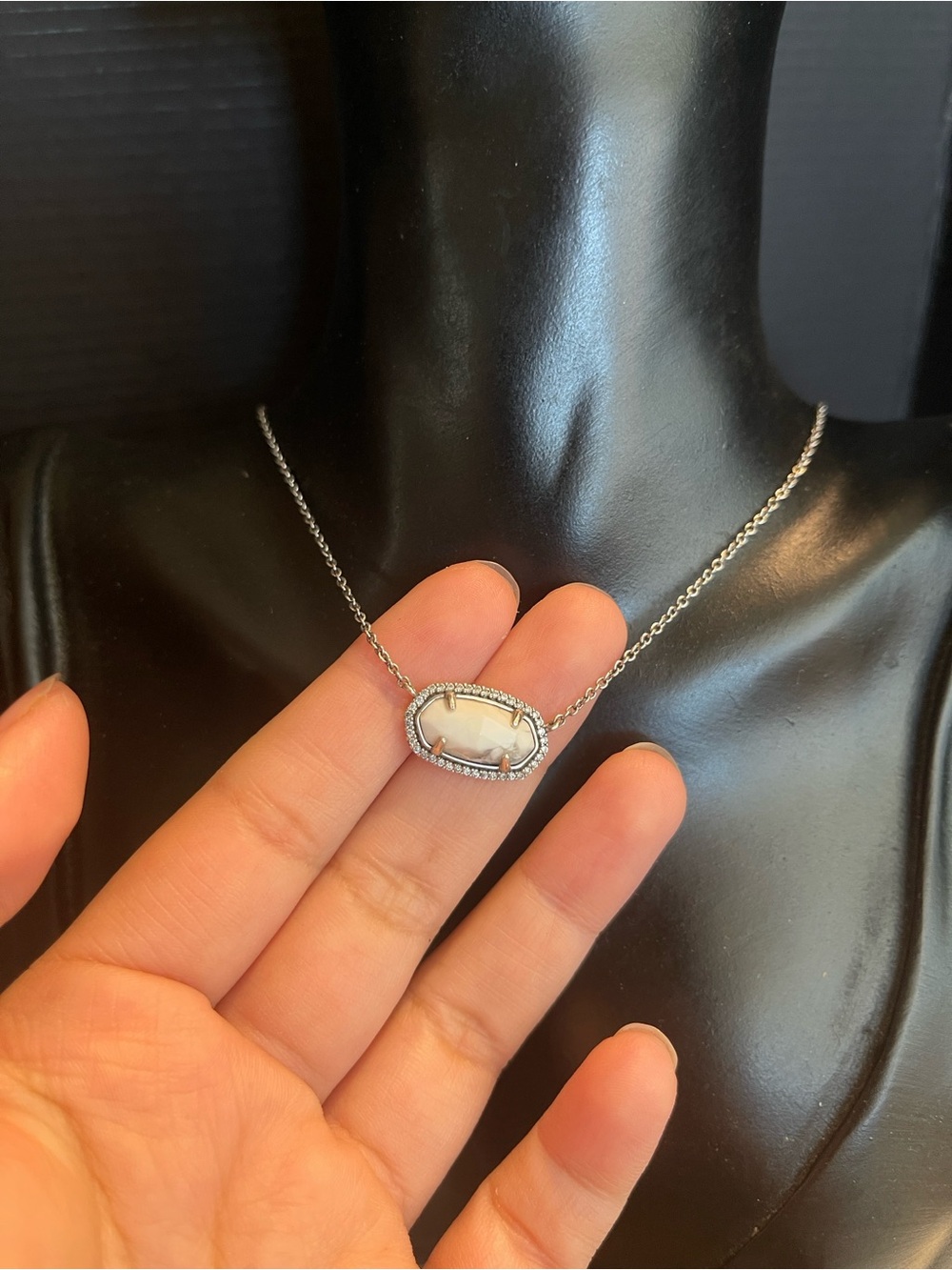 Kendra Scott marble silver tone 16 inch 2 inch extension necklace